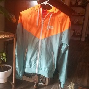 Nike windbreaker jacket, orange and green